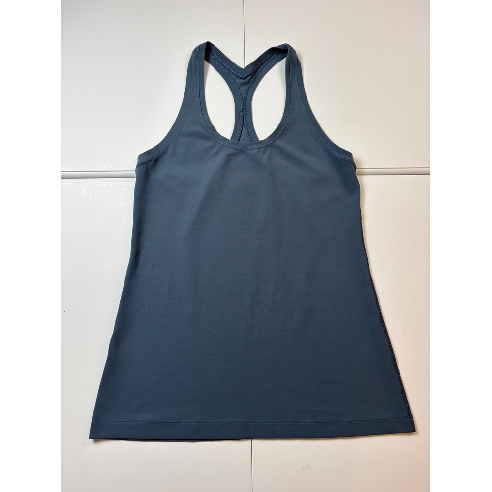 Lululemon Cool Racerback Tank Blue Gray Longline Yoga Workout Women's